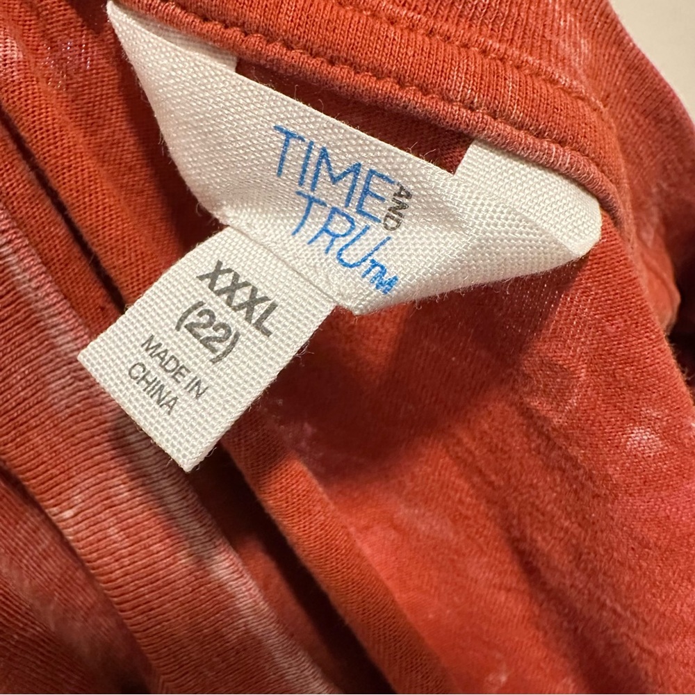 Time & Tru Casual Short Sleeve Midi T-Shirt Dress in Acid Wash Deep Orange - Picture 6 of 7